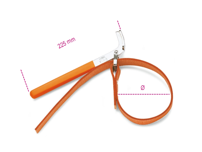 Beta 014900001 1490/1-Ölfilterschlüssel mit Segeltuchband 160 Ø mm