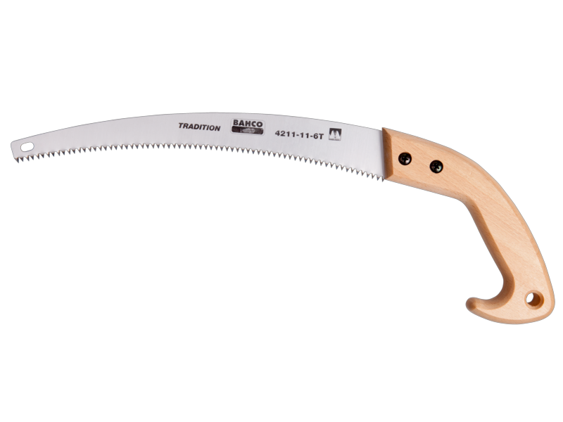 Bahco 4211-11-6T Astsäge mit gehärteten Zahnspitzen und Holzgriff, 6 ZpZ, 11"