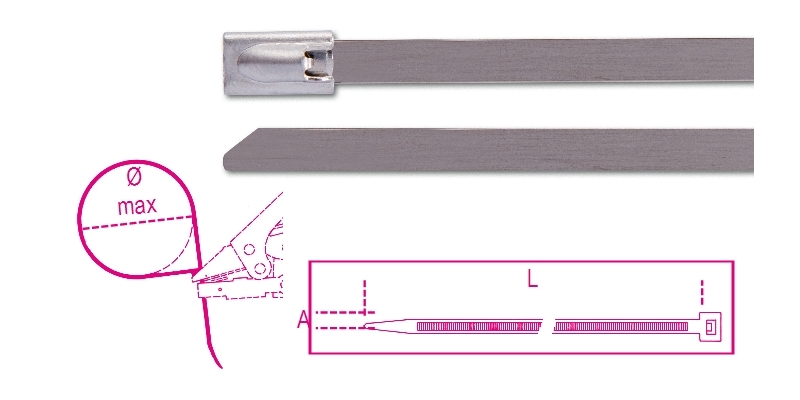 Beta BMS8479 Selbstsichernder Kabelbinder aus Edelstahl 7,9 A mm