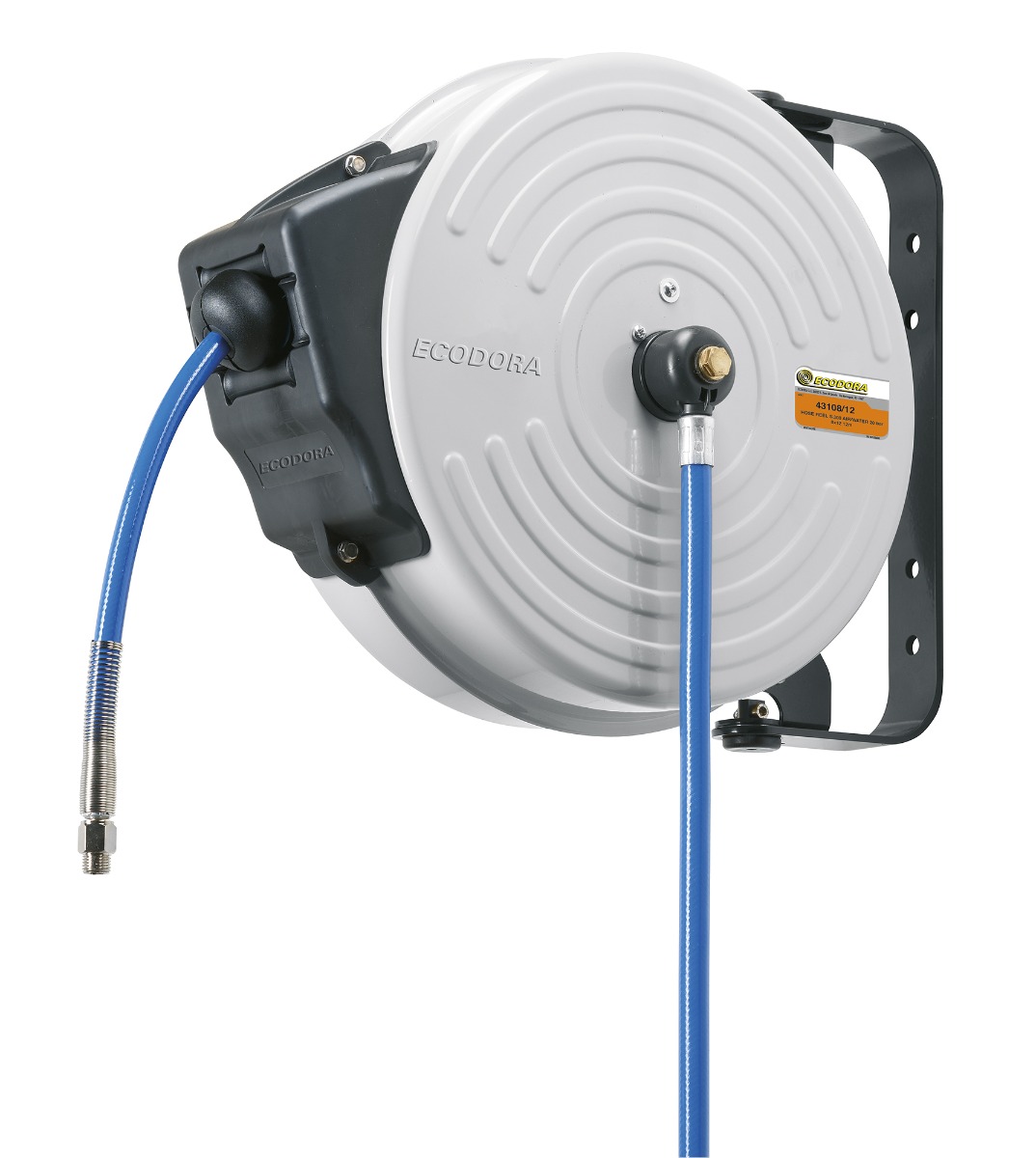 Ecodora 43108/16 Wandschlauchaufroller 15M (Luft/Wasser 40°C) - 20 Bar - Schlauch 10X14,5Mm