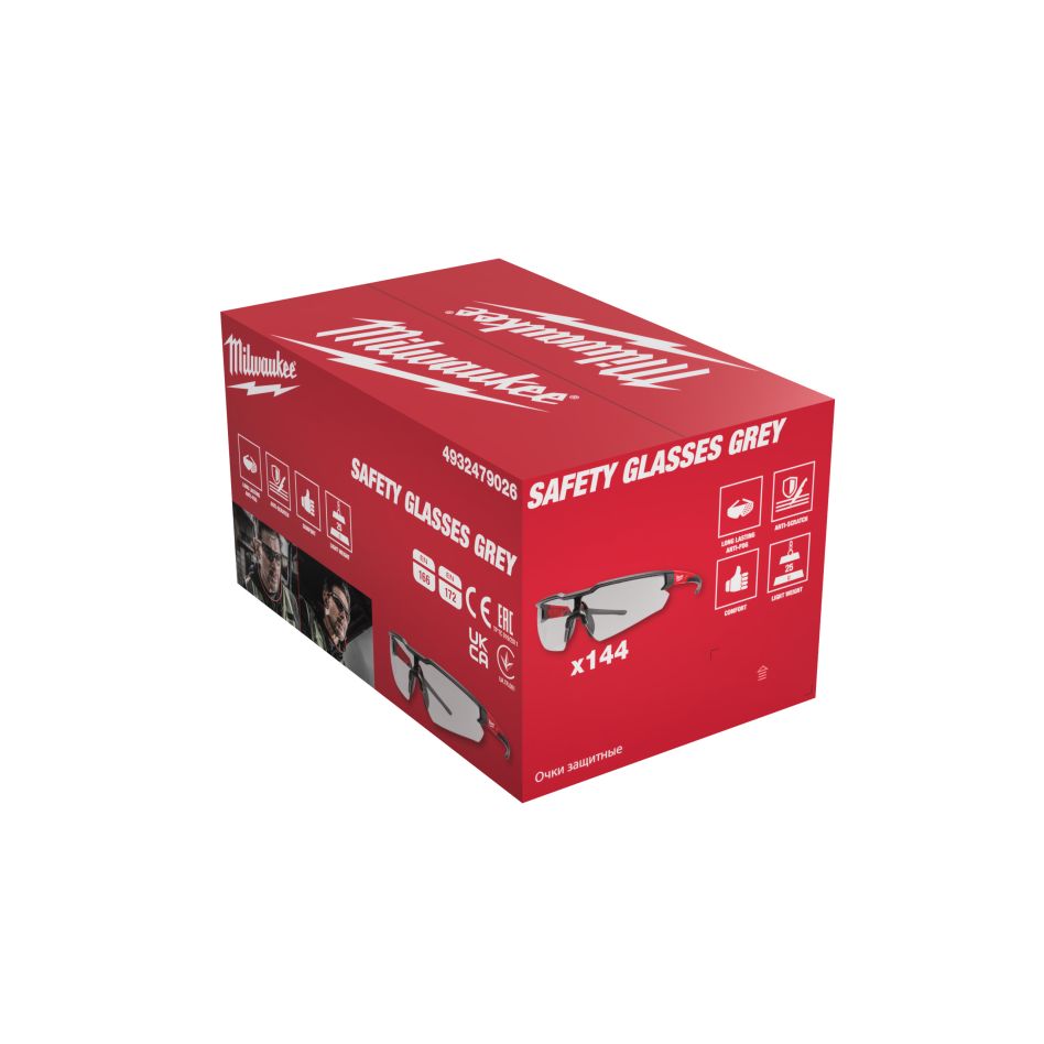 Milwaukee Zubehör 4932479026 Bulk-Schutzbrille grau - 144 Stück