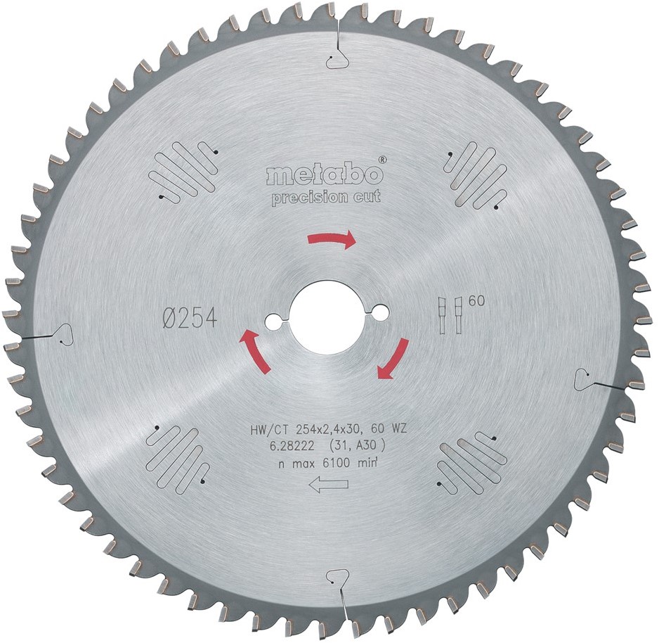 Metabo Zubehör 628221000 Kreissägeblatt HW/CT 254x30, 48 WZ 5° neg.