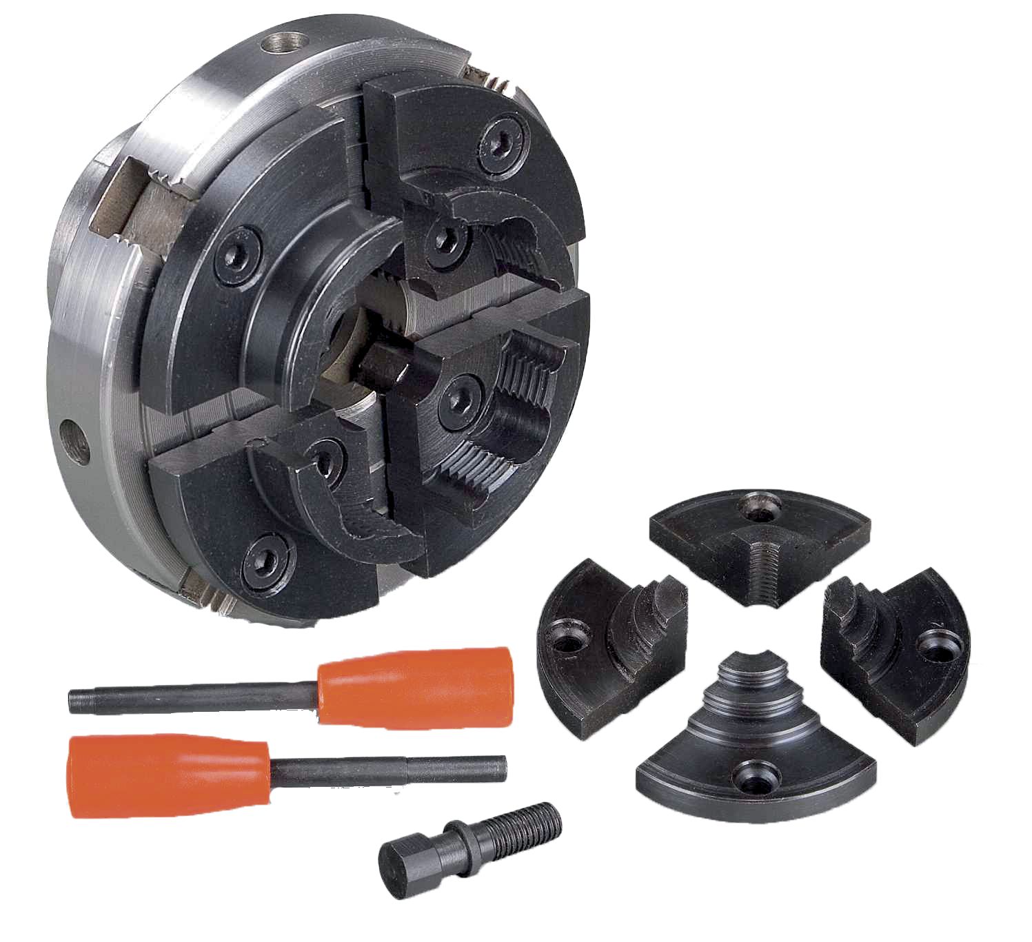 Holzstar 715931023 Selbstzentrierendes Spannfutter 4 Backen ø 100 mm mit Schraubeinsatz und auswechselbaren Backen