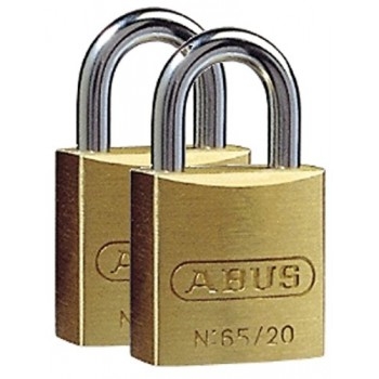 ABUS H65/20 TWINS C/FN Vorhängeschloss aus Messing, 2 Stück