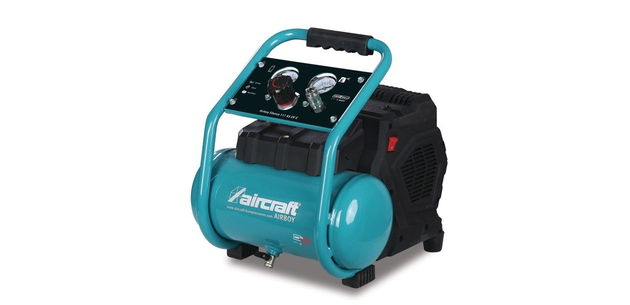 Aircraft 712000108 AIRBOY SIL111 AS OFE Geräuscharmer Accu-Kompressor 18V ölfrei 6 L 120 L/min 8 bar 