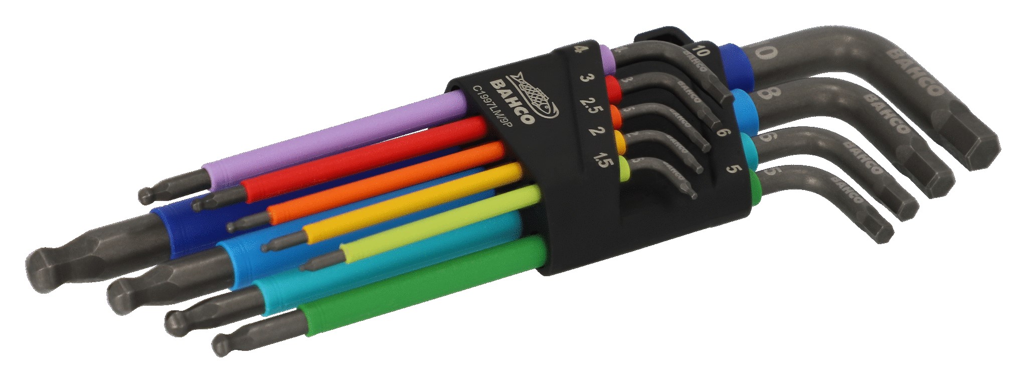 Bahco C1997LM/9P Schraubenschlüsselsatz Sechskant, lang, phosphatiert, farbig, metrisch - 9-teilig