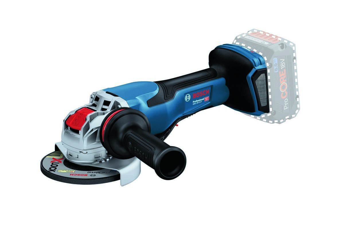 Bosch Blau 06019H6F01 GWX 18V-15 P Accu-Winkelschleifer-Set 125mm exkl. Batterien und Ladegerät in L-BOXX