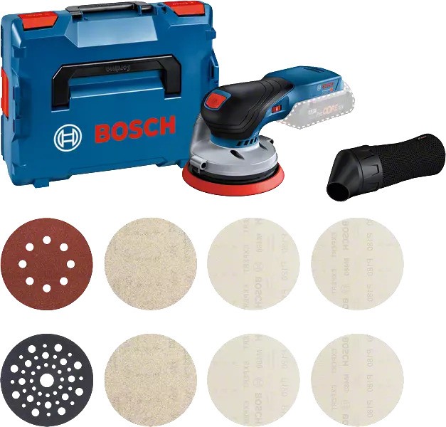 Bosch Blau 0615A5004H GEX 18V-125 Akku-Exzenterschleifer 18V exkl. Akkus und Ladegerät + M480 Starter Set