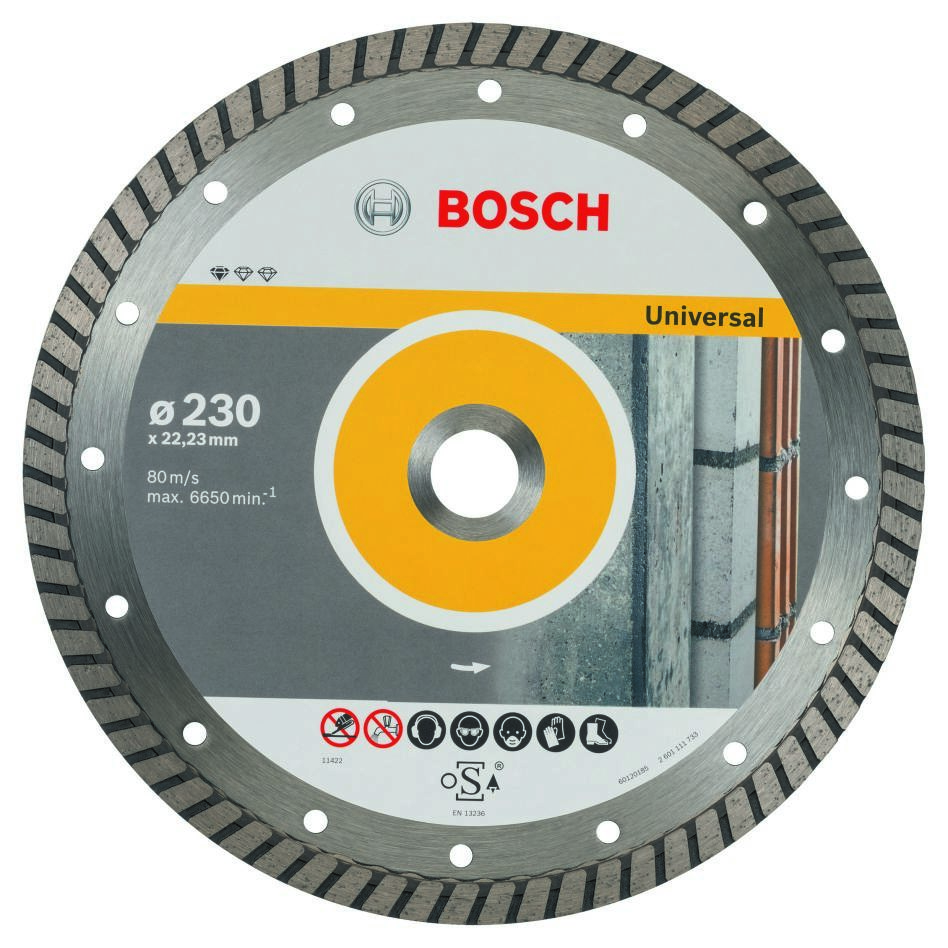 Bosch Blau Zubehör 2608602397 Diamanttrennscheibe Standard for Universal Turbo 230 x 22,23 x 2,5 x 10 mm
