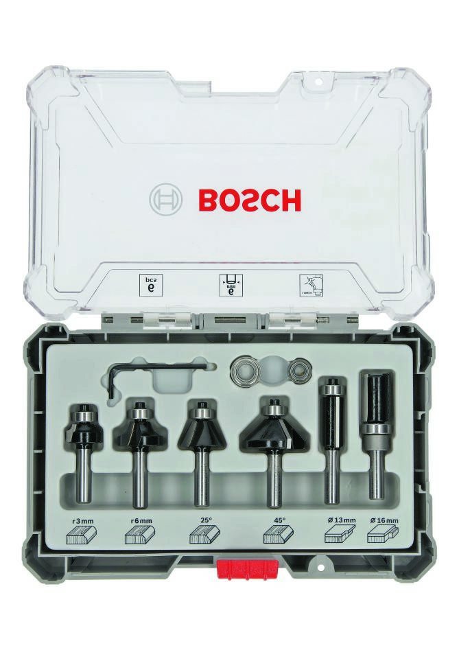 Bosch Blau Zubehör 2607017468 6-teiliger Kantenfräsersatz mit 6 mm-Schaft