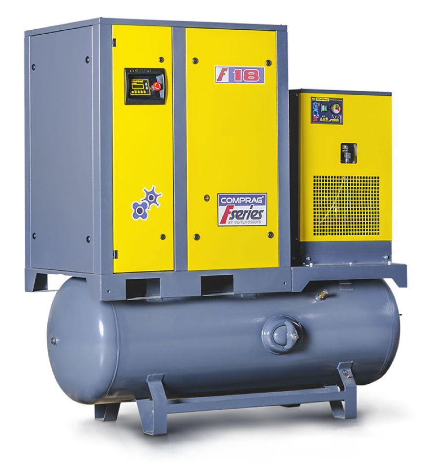Comprag 11410506 FRD1808-500 F-Series Keilriemen-Schraubenkompressor 18,5 kW 8 Bar 3x400V 3,1 m³/min 500L Tank und Kältetrockner