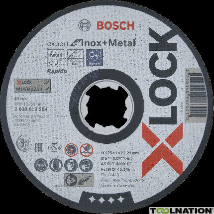 Bosch Blau Zubehör 2608619263 X-LOCK Expert for Inox+Metal 115 x 1 x 22,23 Trennscheibe gerade AS 60 T INOX BF, 115 mm, 1,0 mm - 1