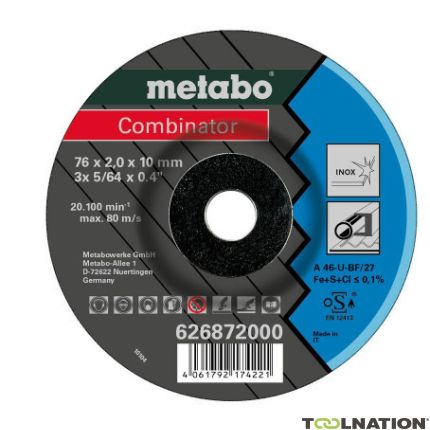 Metabo Zubehör 626872000 3 Combinator Schleifscheibe 76 x 10 mm INOX - 1