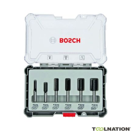 Bosch Blau Zubehör 2607017466 Fräser-Set, 6-teiliges Nutfräser-Set, 8-mm-Schaft 6-piece Straight Router Bit Set. - 1