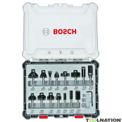 Bosch Blau Zubehör 2607017472 15-teiliges Fräser-Set, 8-mm-Schaft 15-piece Mixed Application Router Bit Set. - 1