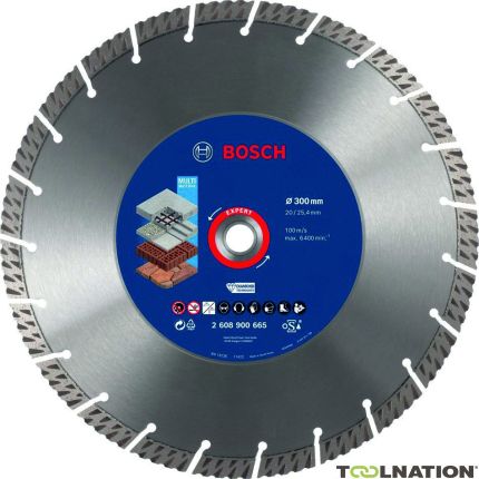 Bosch Blau Zubehör 2608900665 Expert MultiMaterial Diamanttrennscheiben, 300 x 20/25,40 x 3 x 15 mm - 1