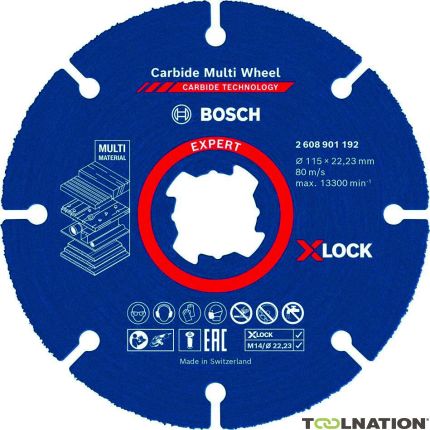 Bosch Blau Zubehör 2608901192 Expert Carbide Multi Wheel X-LOCK Trennscheibe, 115 mm, 22,23 mm - 1