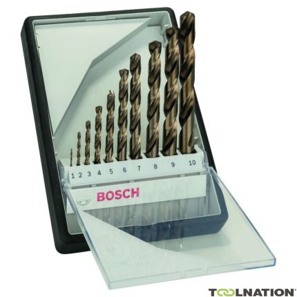 Bosch Grün Zubehör 2607019925 10tlg. Robust Line Metallbohrer-Set HSS-Co (Cobalt-Legierung) 1; 2; 3; 4; 5; 6; 7; 8; 9; 10 mm - 1