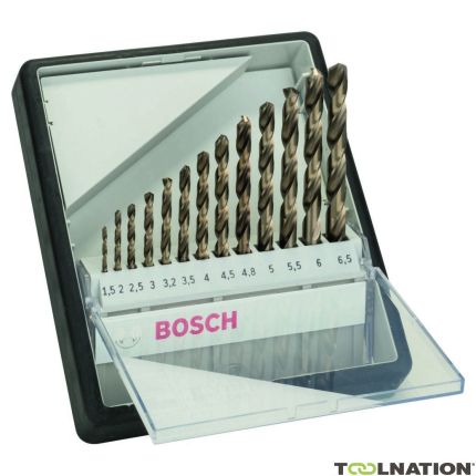 Bosch Grün Zubehör 2607019926 13tlg. Robust Line Metallbohrer-Set HSS-Co (Cobalt-Legierung) 1,5; 2; 2,5; 3; 3,2; 3,5; 4; 4,5; 4,8; 5; 5,5; 6; 6,5 mm - 1