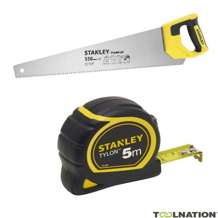 Stanley STHT1-20352SB STHT1-20352 Handsäge Tradecut Universal 550mm 0-30-697 Maßband Tylon 5m - 19mm - 1
