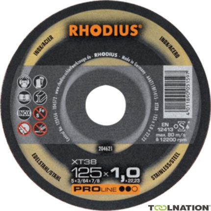 Rhodius 204619 XT38 doorslijpschijf dun Metaal/Inox 115 x 1.0 x 22,23 mm - 1