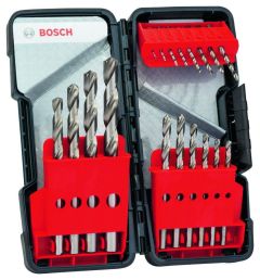 Bosch Blau Zubehör 2607019578 18-teiliges TOUGHBOX Metall-Bohrer-Set HSS-G, DIN 338, 135° 1-10 mmm