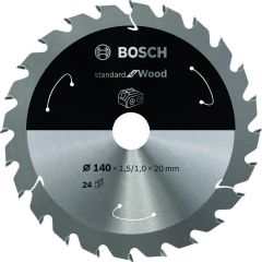 Bosch Blau Zubehör 2608837671 Kreissägeblatt für Akkusägen Standard for Wood, 140 x 1,5/1 x 20, 24 Zähne