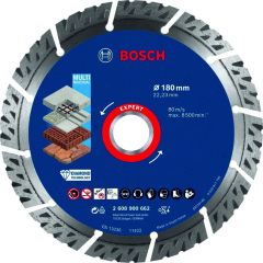 Bosch Blau Zubehör 2608900662 Expert MultiMaterial Diamanttrennscheiben, 180 x 22,23 x 2,4 x 12 mm