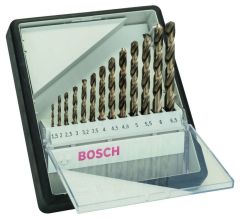 Bosch Grün Zubehör 2607019926 13tlg. Robust Line Metallbohrer-Set HSS-Co (Cobalt-Legierung) 1,5; 2; 2,5; 3; 3,2; 3,5; 4; 4,5; 4,8; 5; 5,5; 6; 6,5 mm