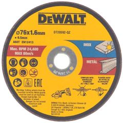 DeWalt Zubehör DT20592-QZ Trennscheibe für Edelstahl und Metall 76 x 9,5 x 1,6 mm 3 Stück
