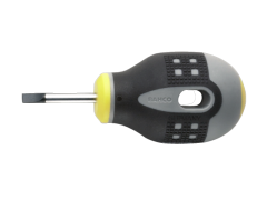 Bahco BE-8330 ERGO™ Schraubendreher für Schlitzschrauben, gerade, mit kurzem Gummigriff, 0,6 mm x 3,5 mm x 25 mm