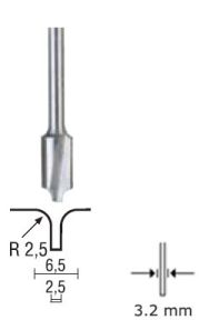 Proxxon 29034 Kantennutenfräser 6,5/2,5 mm, Schaft 3,2 mm
