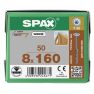 SPAX 0251010801605 HI.FORCE, 8 x 160 mm, 50 Stück, Teilgewinde, Diskuskopf, T-STAR plus T40, 4CUT, WIROX - 1