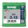 SPAX 1081010300123 Universalschraube 3 x 12 mm, Vollgewinde, Senkkopf, Phillips Z1 - 200 Stück - 1