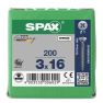 SPAX 1081010300163 Universalschraube 3 x 16 mm, Vollgewinde, Senkkopf, Phillips Z1 - 200 Stück - 1