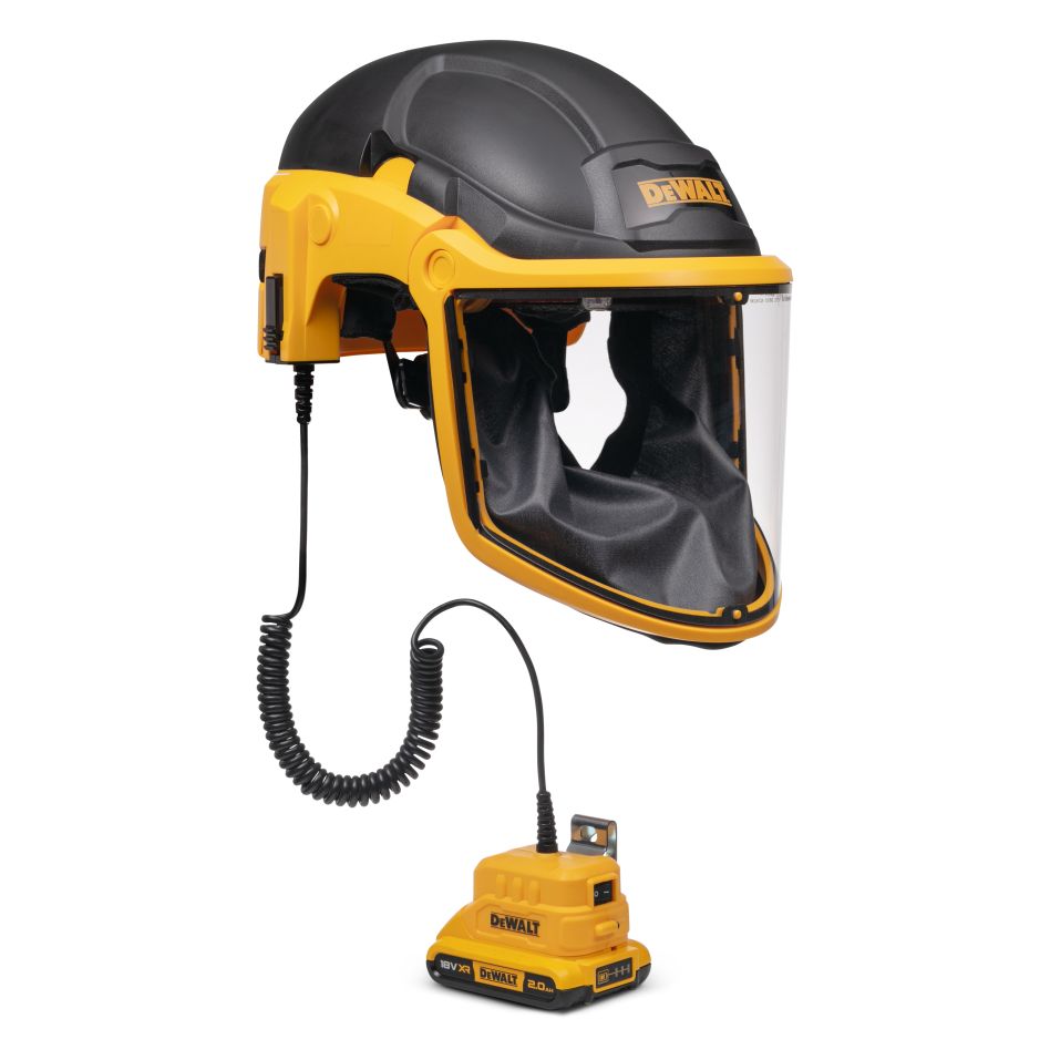 DeWalt DXPGH2SB21 Luftreinigende Atemschutzmaske mit Visier P3 18 V 2,0 Ah