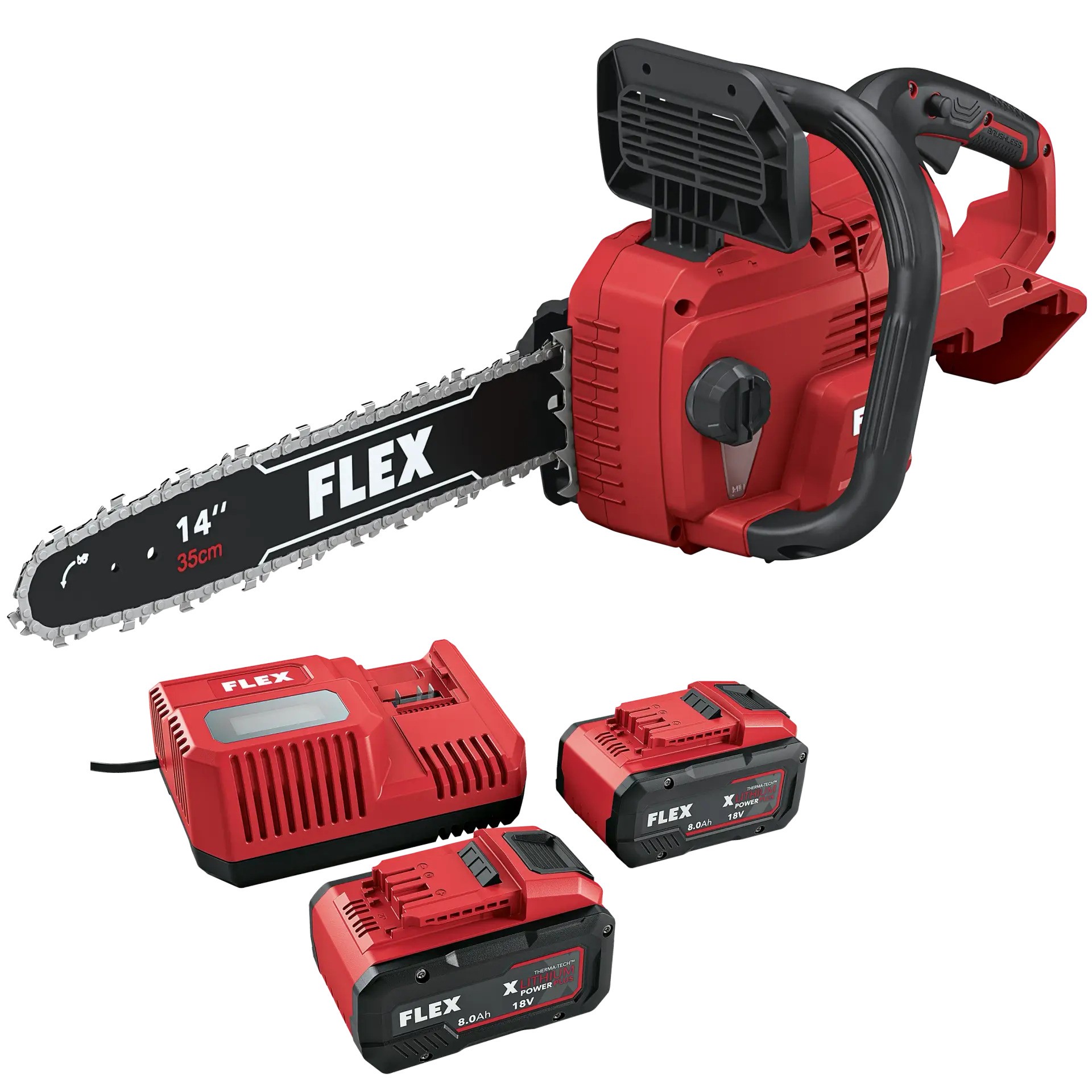 Flex-tools 534497 GCS 35 2x18-EC Accu-Kettensäge 2 x 18V + 2 x Akku 18V 8.0Ah und Schnellladegerät