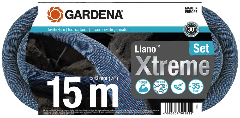 Gardena 18465-20 Textilschlauch Liano™ Xtreme 15m Ø 13mm, Set