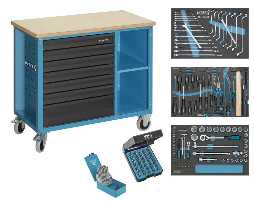Hazet 177W-7/169 Mobile Werkbank gefüllt 169-teilig
