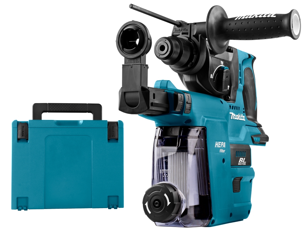 Makita DHR242ZJW Kombihammer + Staubabsaugung DX06 18 Volt ohne Akku oder Ladegerät
