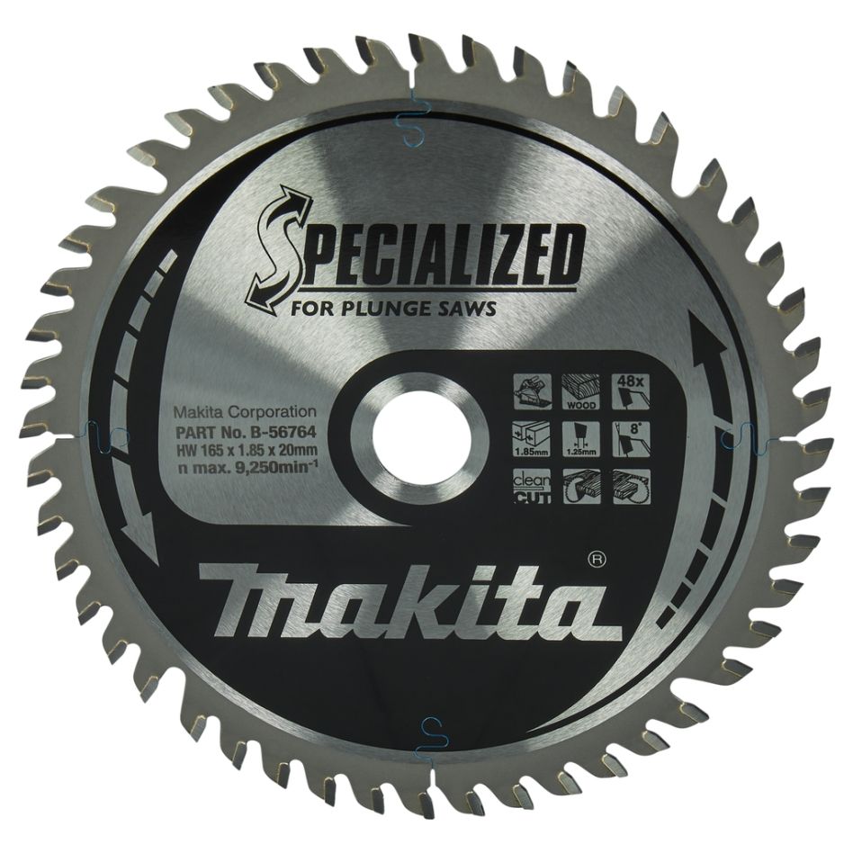 Makita Zubehör B-56764 Spezialisiertes HM-Sägeblatt 165 x 20 x 48T Dicke 1,25mm