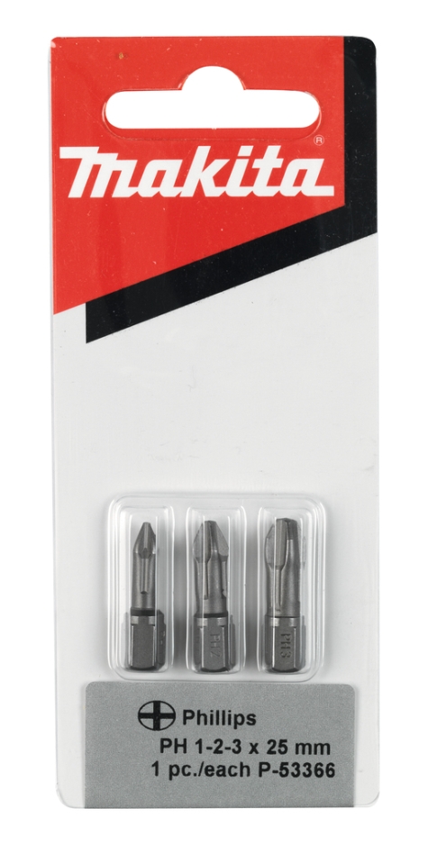 Makita Zubehör P-53366 3-teilig Schrauberbitset Torsion Philips