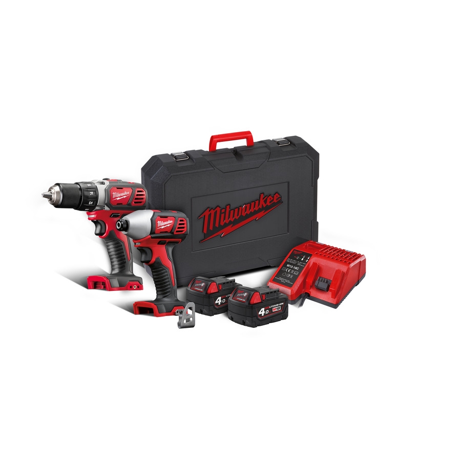 Milwaukee 4933447126 M18 BPP2D-402C Combo Set M18BDD Bohrmaschine M18BID Schlagschrauber 18V 4.0Ah Li-Ion