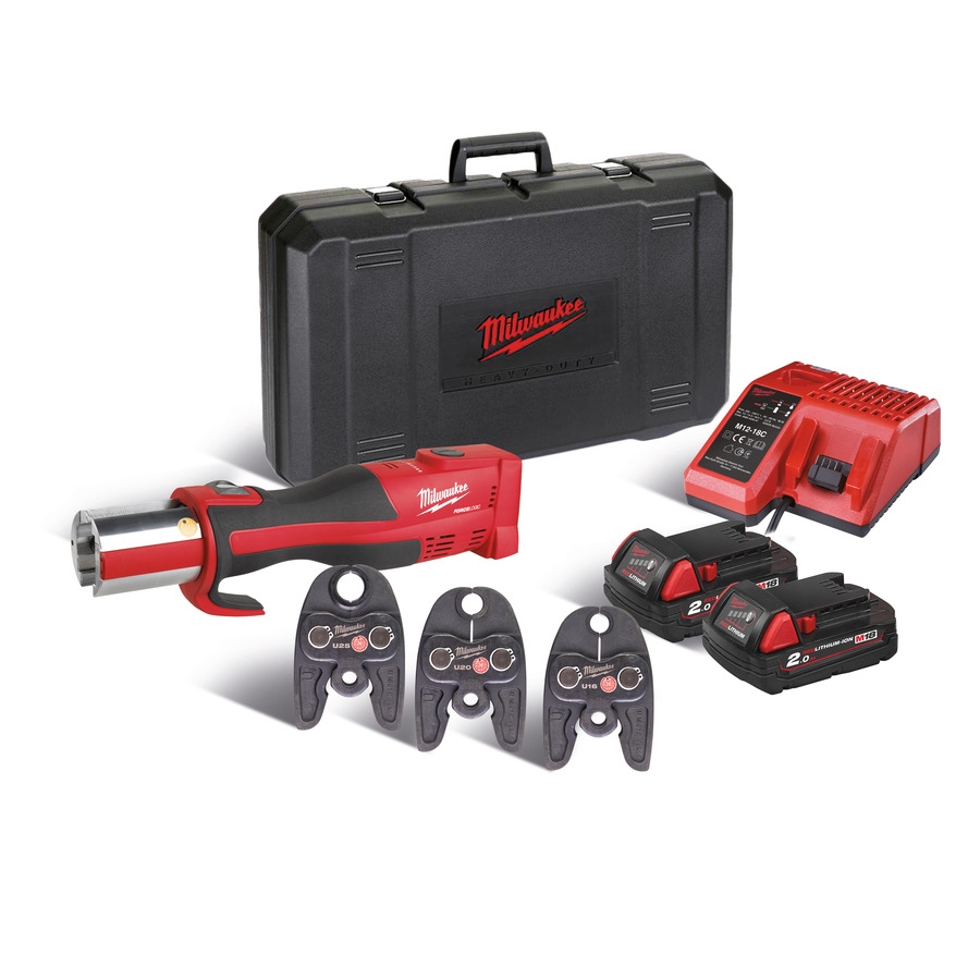 Milwaukee 4933451136 M18BLHPT-202C U-SET Bürstenloses Akku-Presswerkzeug U Pressbacken 16/20/25 18 Volt 2.0 AH Li-ion