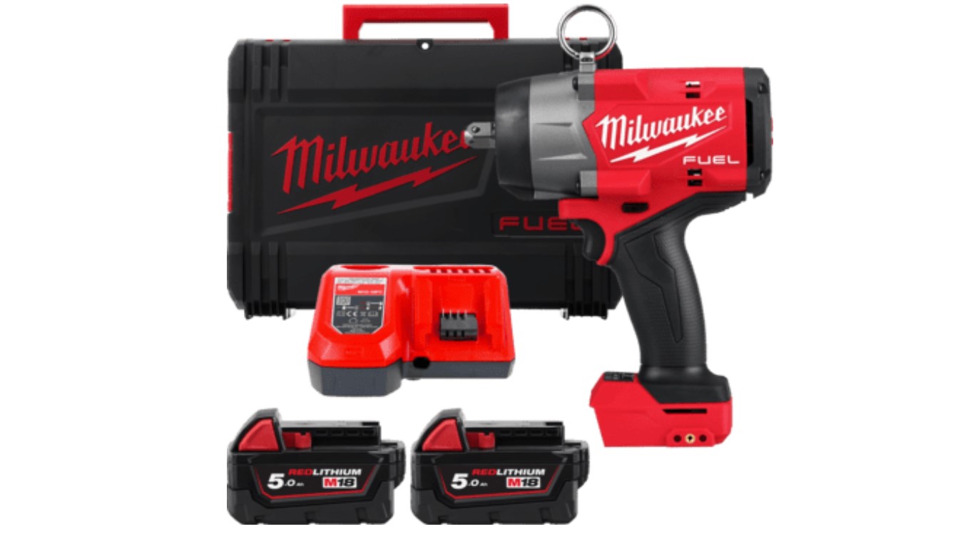 Milwaukee 4933492786 M18 FHIW2P12-502X 1/2" Kraftstoff-Akku-Schlagschrauber mit federbelastetem Sicherungsstift 18V 5.0Ah Li-Ion in HD-Box