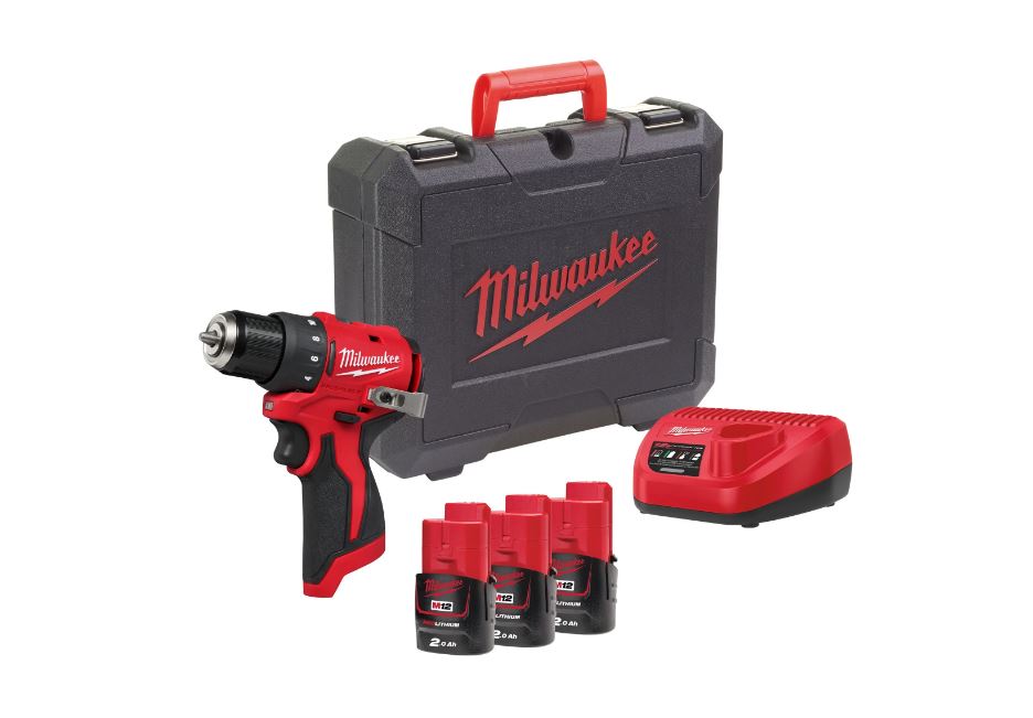 Milwaukee 4933499685 M12 BLDDRC-203C Kompakt-Bohrschrauber 12V 3 x 2.0Ah Li-Ion