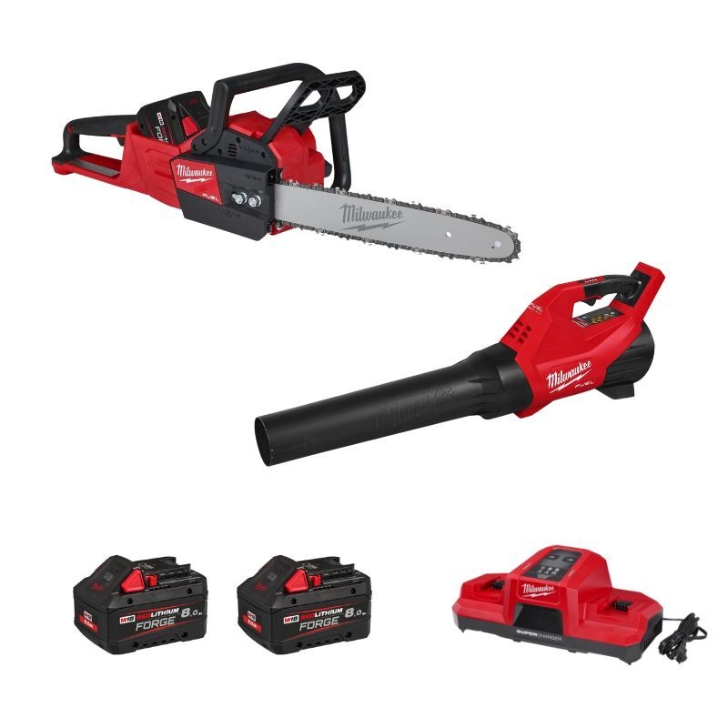Milwaukee 4933500228 M18 Combipack Accu Kettensäge und Laubbläser 2x 18V 8.0Ah Akku und Ladegerät