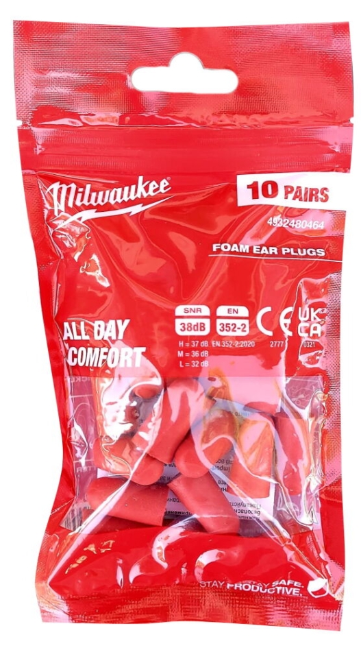 Milwaukee Zubehör 4932480464 Schaumstoff-Ohrstöpsel 10 Paar