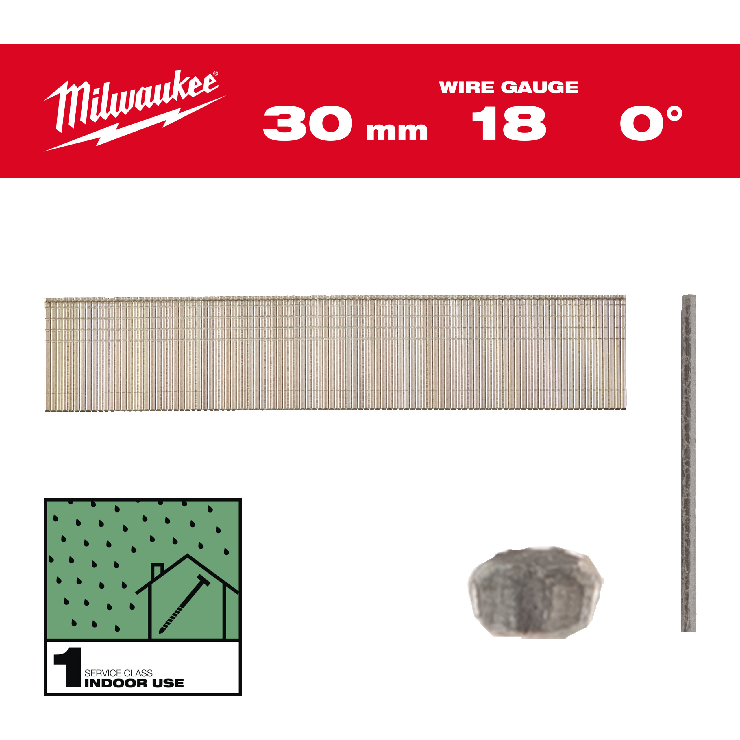 Milwaukee Zubehör 4932492552 Mini Bradnägel, 18 Gauge, dünner Kopf 18G / 30 mm / RC / G / SC1 - 5.000 Stück