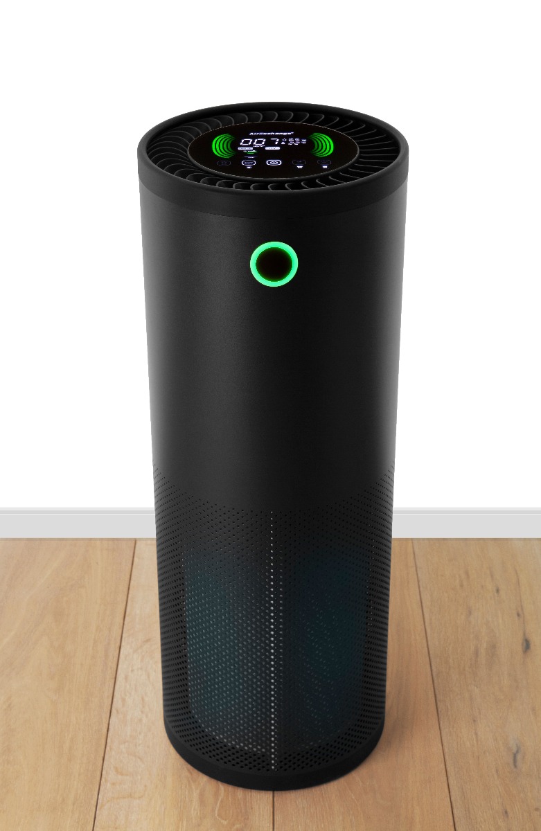 AirExchange 20200600-T | ZWART 20200600-T BLACK Professioneller Luftreiniger 600-T Black mit HEPA H14 Filter, Aktivkohle, Ionisator und UV-C Lampe Geeignet für bis zu 100m²